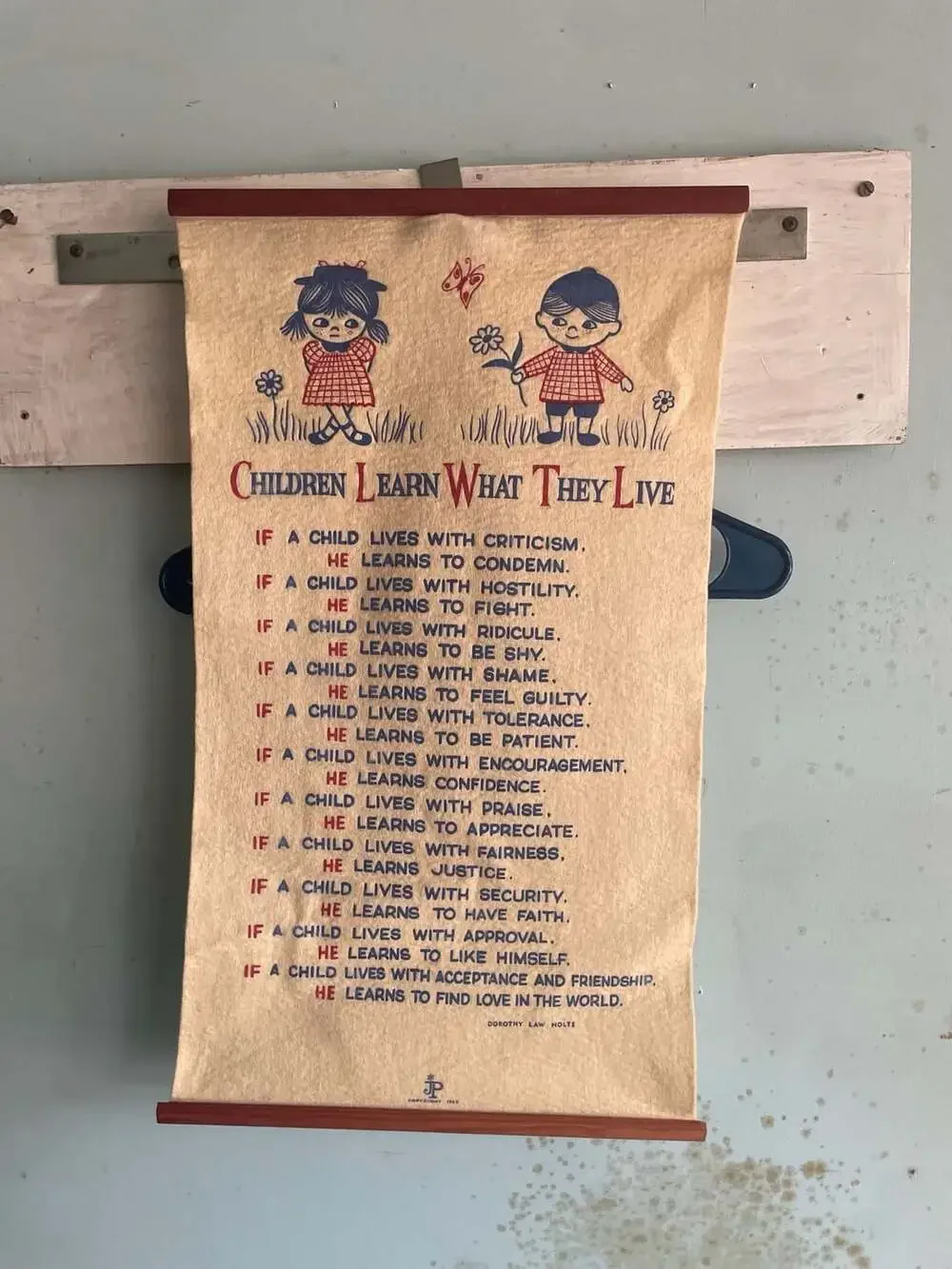 Vintage Children Learn What They Live Banner Wall Hanging